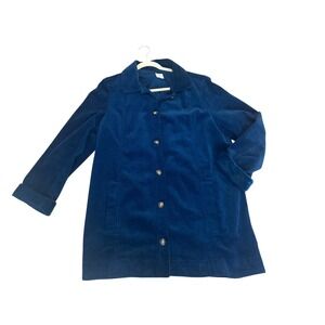 J. Jill Corduroy Wide wale Blue Jacket velvet flip cuff hip length military prep